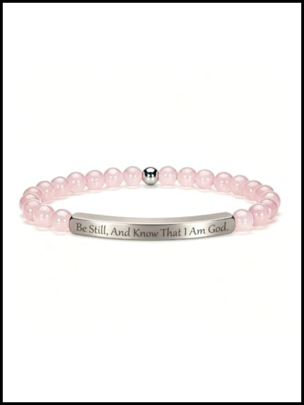 Rose Quartz Crystal Stretch Bracelet 18K Gold Plated Inspirational Verse